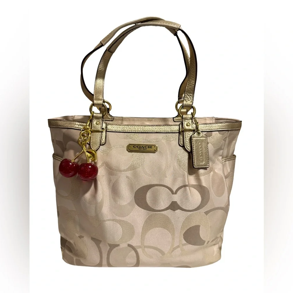 Coach Metallic Gold and Cream Tote - Picture 1 of 10